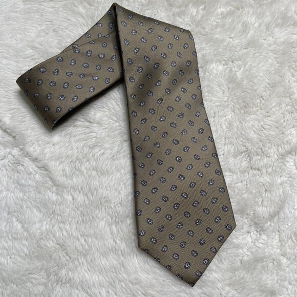 Nino Cerruti Men's Brown 100% Silk Paisley Print Tie One Size - Picture 1 of 5
